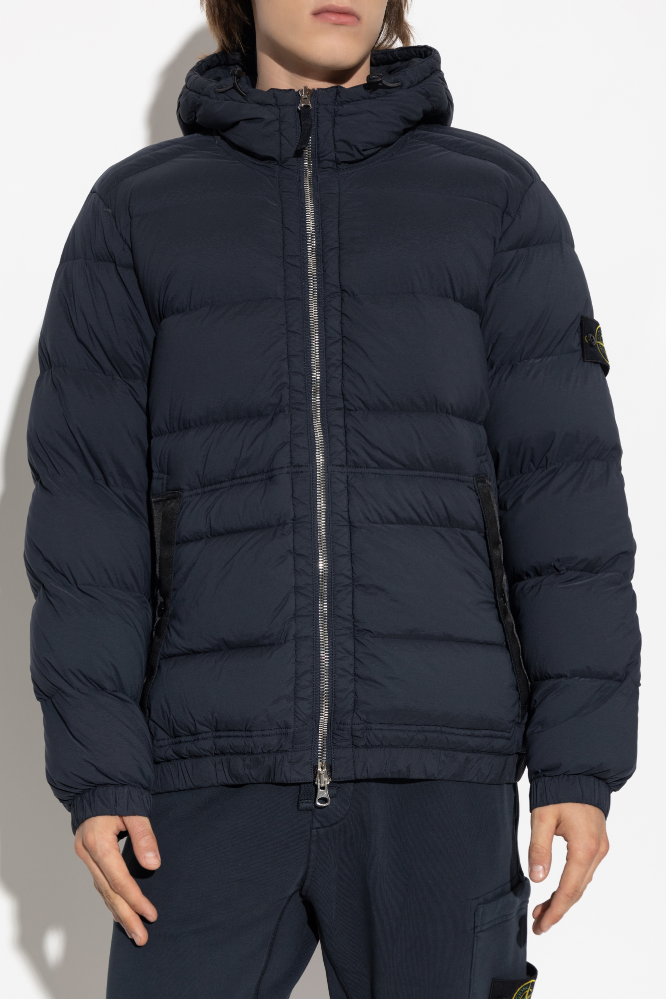 Navy blue Down jacket with logo Stone Island - Vitkac Canada